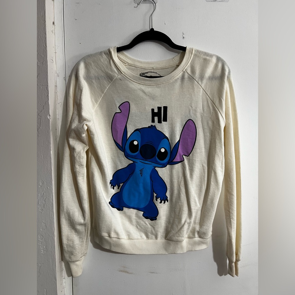 Disney Stitch Cream Sweater with Blue and Purple Character